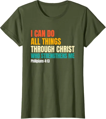 Vista 51 de I Can Do All Things Through Christ Christian Faith Camiseta, Negro, S