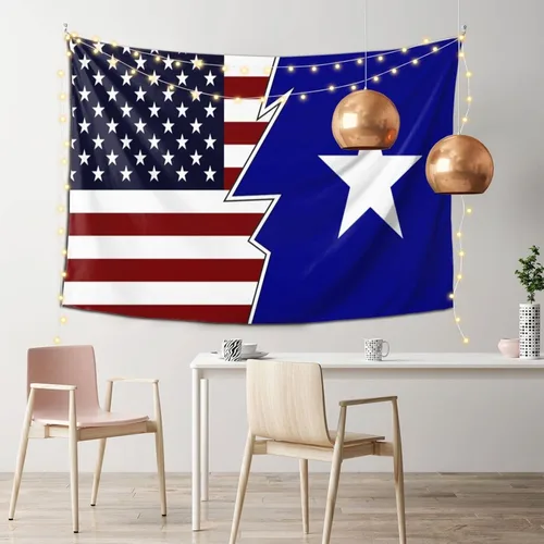 Vista 2 de LIFANGMI Ripped Style American And Bonnie Blue Flag Tapestry Wall Hanging 60x40 Inch Bedroom Living Room Dormitory Home Decoration Wall Tapestry