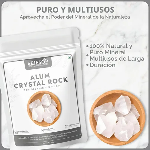 Vista 3 de AEJESOP Roca de cristal de alumbre, piedra natural de alumbre, 7 onzas (200g)