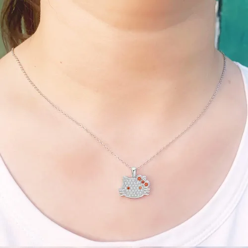 Vista 4 de FORUISTON Collar con colgante de oro de amatista, gatito, mariposa, circonita cúbica, regalos para niñas, mujeres, mamá, abuela, Navidad, San