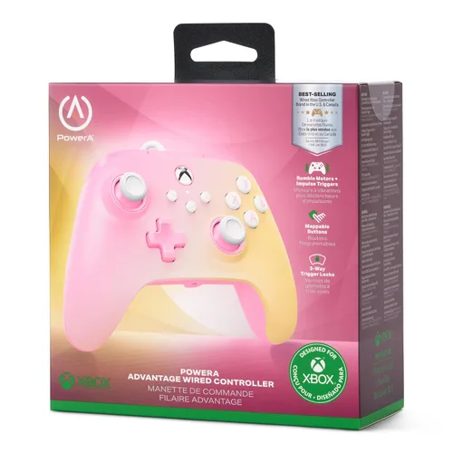 Vista 10 de PowerA Advantage Wired Controller for Xbox Series XS - Pink Lemonade, Xbox Controller with Detachable 10ft USB-C Cable, Mappable Buttons, Trigger