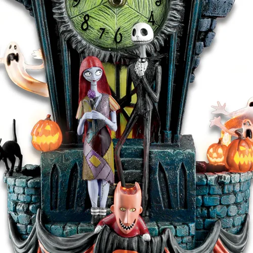Vista 2 de The Bradford Exchange reloj cucú, reloj de pared de La Pesadilla antes de Navidad de Tim Burton