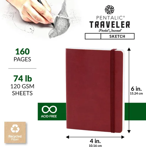 Vista 3 de Cuaderno de bocetos Travelers Dot Grid Pentalic Art, libre de ácidos