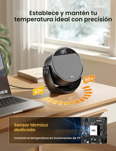 Vista 6 de Dreo Calentador de espacio de 1500 W, inclinación ajustable de 60°, calentadores eléctricos portátiles de 10.5 pies/s para uso en interiores