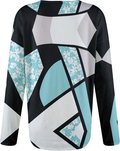 Vista 4 de Sudadera holgada con cremallera de un cuarto para mujer, estilo casual, moderna, atlética, estampada, de manga larga