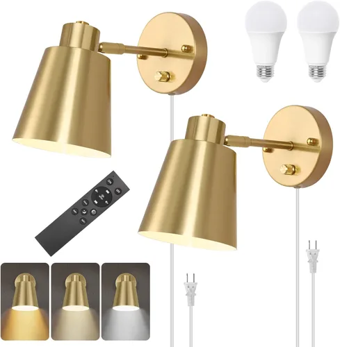 Vista 10 de VATONI Aplique de pared enchufable, aplique de pared regulable, luces de pared ajustables con cable de enchufe e interruptor giratorio