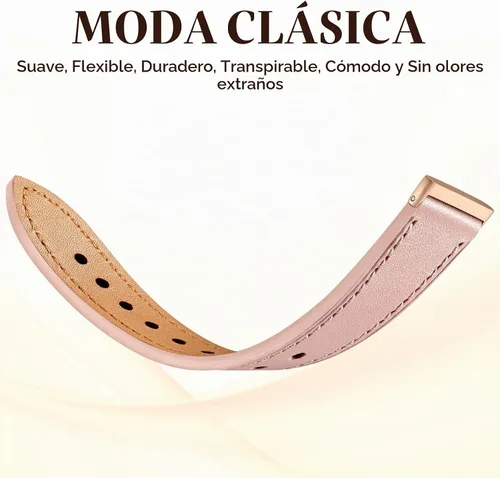 Vista 8 de Maledan Compatible con bandas Fitbit Sense/Fitbit Versa 4 para mujeres y hombres, correa de cuero genuino suave y transpirable, correa delgada