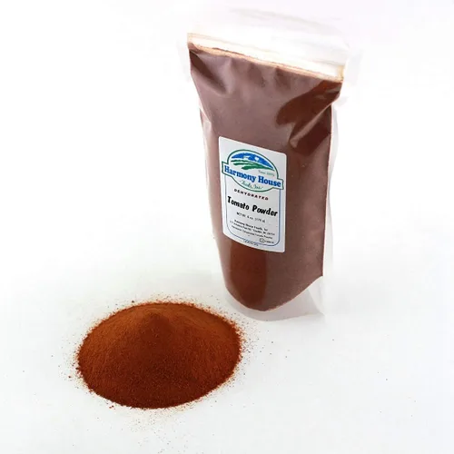 Vista 6 de Tomate desecado en polvo de Harmony House Foods (6 onzas, bolsa con cierre) para cocinar, camping, suministros de emergencia, y más.
