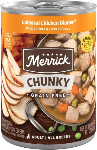 Vista 17 de Merrick - Comida húmeda para perros (12 unidades), Sin frijoles gruesos., Pappy's Pot - Cena para asar