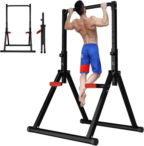 Vista 10 de DOBESTS Power Tower Pull Up Bar Free Standing, Foldable Pull Up Station
