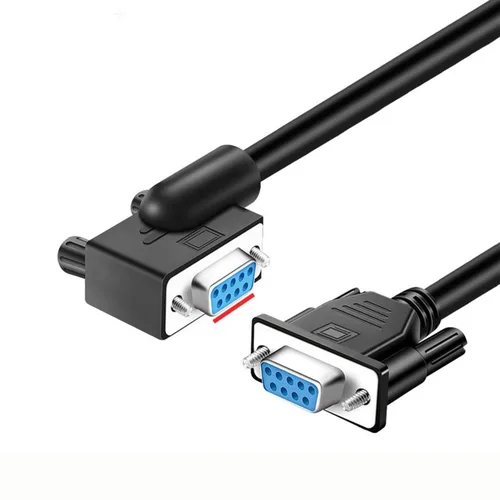 Vista 3 de DB9 Serial RS232 Cable de 10 pies, 9 pines en ángulo izquierdo a recto conector para puerto COM, módem, PC