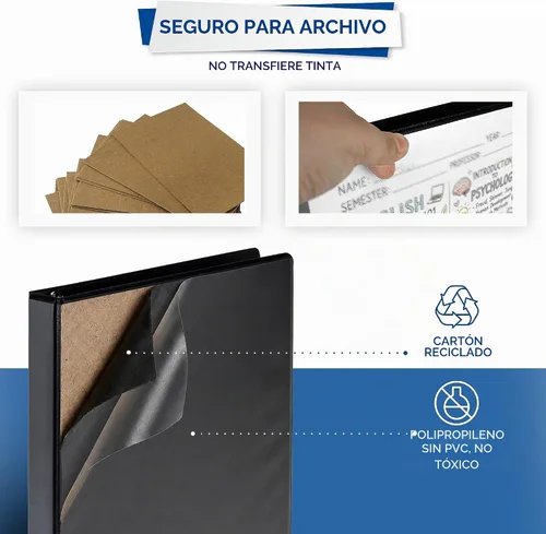 Vista 5 de Samsill (MP248530) - Carpeta de 3 anillos redondos de 1 pulgada, fabricada en los EE. UU., con cubierta transparente personalizable para insertos