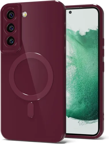 Vista 30 de Svanove Funda magnética de silicona para Samsung Galaxy S22, compatible con Magsafe, bonita funda para mujer, goma de gelatina brillante delgada