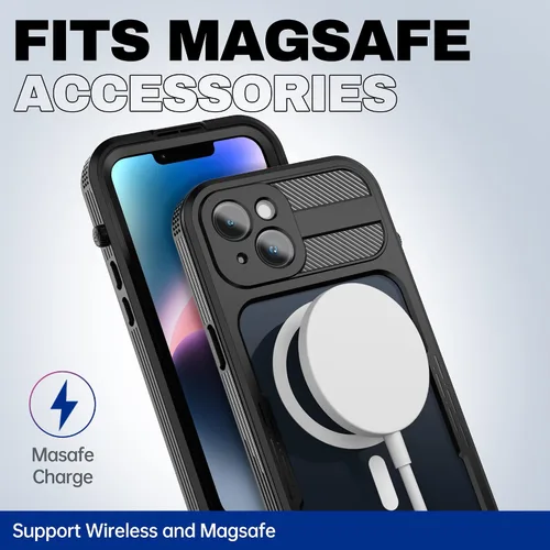 Vista 4 de BEASTEK Funda impermeable para iPhone 14 Serie SRE IP68 magnética a prueba de golpes con protector de pantalla integrado y funda protectora MagSafe
