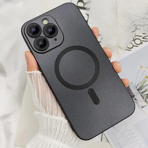 Vista 4 de ankofave Funda magnética para iPhone 11 Pro para mujer, diseño mate de lujo suave con brillo metálico con protector de lente de cámara, compatible