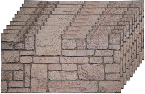 Vista 24 de IZODEKOR Paneles de pared 3D con efecto ladrillo, revestimiento, aspecto de piedra, revestimiento de espuma de poliestireno para sala de estar