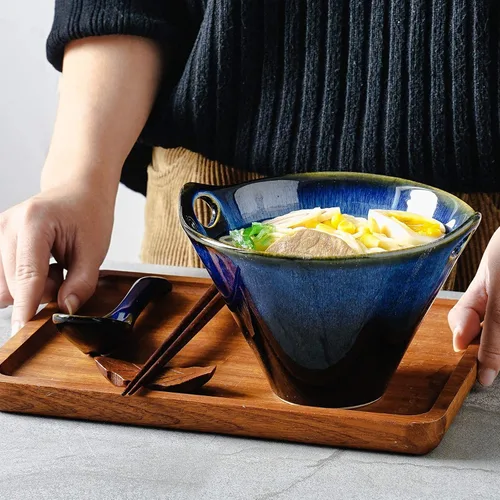 Vista 2 de NJCHARMS - Juego de tazones Ramen, 2 juegos de tazones Ramen con palillos y cuchara (6 piezas), tazones japoneses de Ramen de 20 onzas, tazones