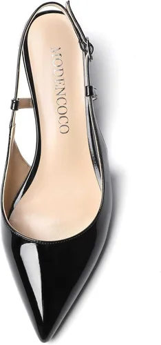 Vista 3 de MODENCOCO Zapatos de tacón bajo de cuña con hebilla y punta puntiaguda con hebilla para mujer de 2 pulgadas