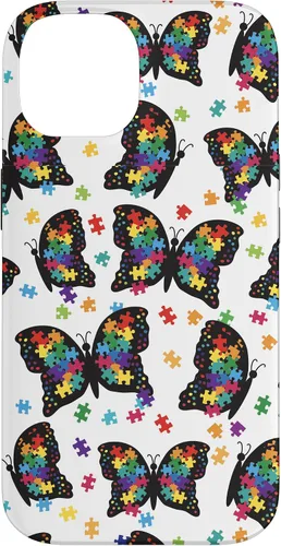 Vista 4 de Funda con patrón de rompecabezas de mariposa para iPhone 17