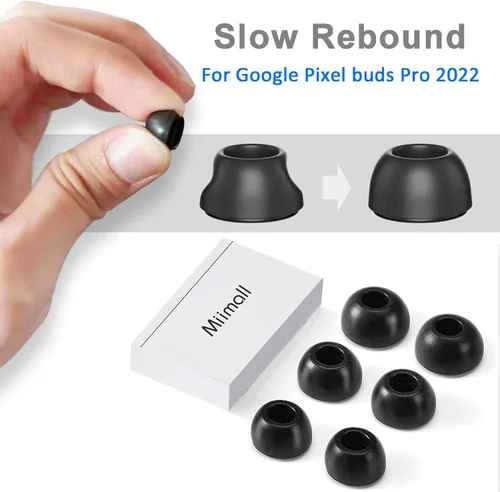 Vista 5 de (3 pares) Miimall Compatible con Google Pixel Buds Pro Ear Tips, puntas de espuma viscoelástica de repuesto suaves para Google Pixel Bud Pro 2022