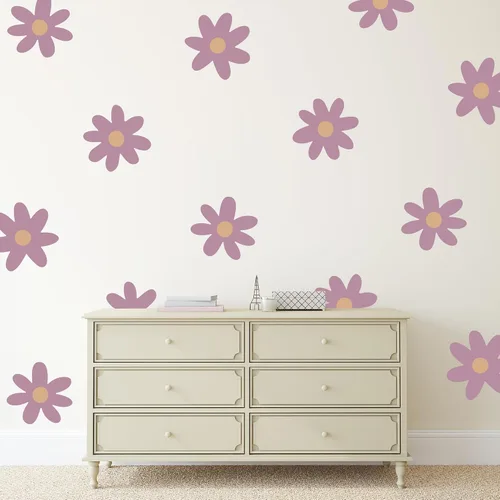 Vista 5 de Plantillas de pared bohemias con flores de margaritas grandes para pintar patrones grandes en la pared, concreto para patio, plantilla reutilizable