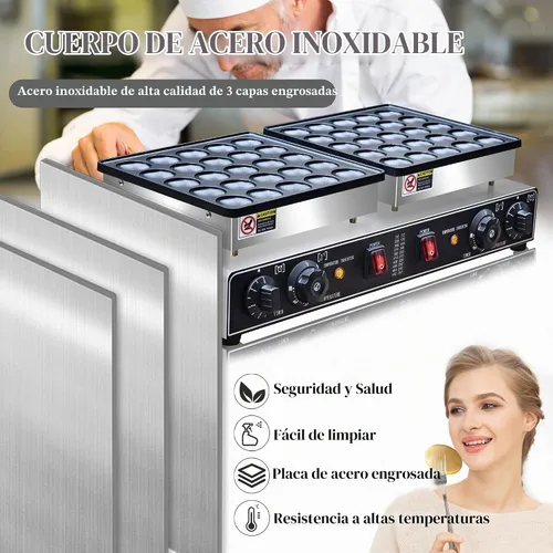 Vista 5 de Mini máquina eléctrica de panqueques de 1900 W, 50 piezas comerciales, mini panqueques holandeses, parrilla holandesa de 1.8 pulgadas