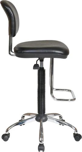 Vista 3 de Office Star DC Series - Silla neumática de dibujo con taburete y respaldo de vinilo, reposapiés cromado resistente, color negro