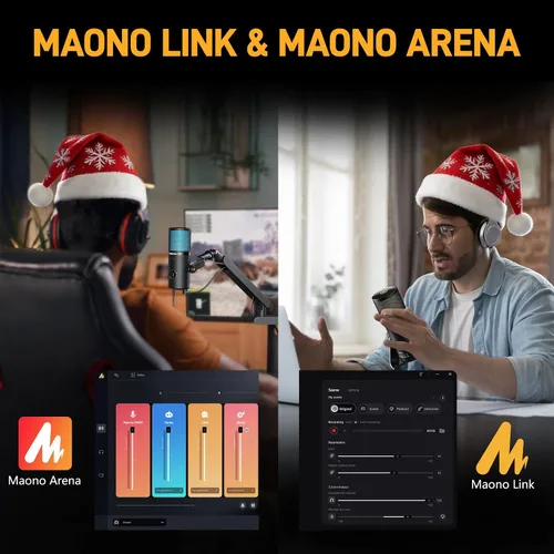 Vista 6 de MAONO Micrófono USB para transmisión de juegos, micrófono de condensador de podcast con software de 3 patrones polares para Twitch TikTok YouTube
