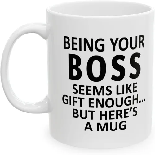 Vista 4 de Funny Boss Gift Mug for Birthday Christmas 11oz Coffee Cup Being Your Boss Is Gift Enough But Here’s a Mug