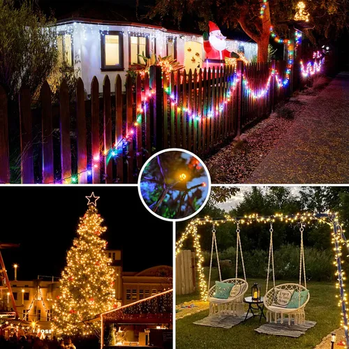 Vista 5 de Voolex Luces de Navidad de 204 pies, 600 LED, 2 colores cambiantes, luces de Navidad multicolor o blanco cálido, regulables, 11 modos