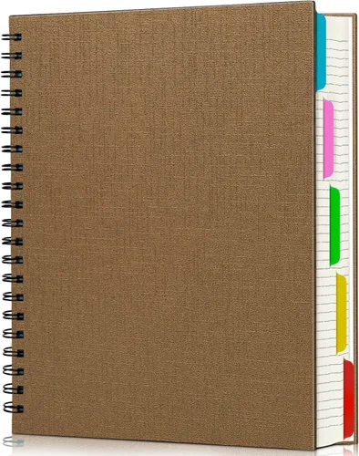 Vista 18 de EUSOAR Cuaderno de 5 materias, 1 pieza A4 de 11" x 8-1/2 pulgadas con espiral rayado universitario, bloc de escritura, 100GSM 120 hojas/240 páginas