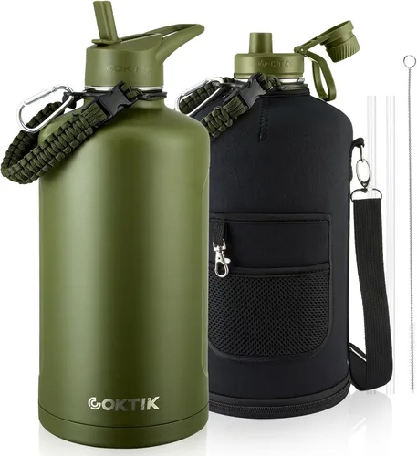 Vista 19 de COKTIK Botella de agua deportiva de 22 onzas, botella de agua de acero inoxidable para aislamiento térmico, botella de viaje reutilizable