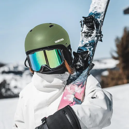 Vista 7 de VANRORA Casco de esquí, casco de snowboard para hombres y mujeres, ventilación con control de clima, ajuste de esfera, compatible con gafas, forro