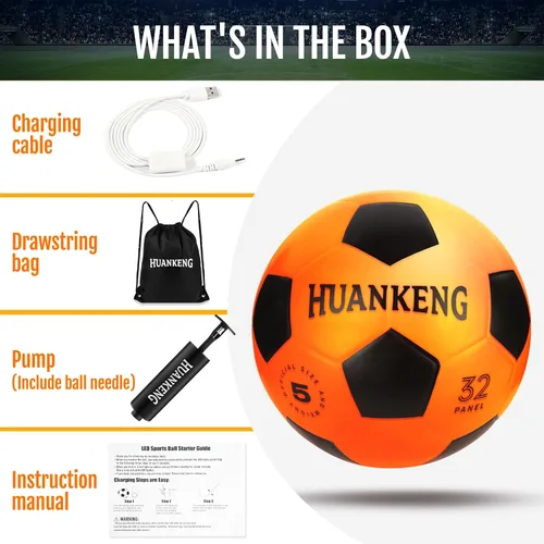 Vista 4 de HuanKeng Upgrade Rechargeable Glow in The Dark Ball Toys Birthday Gifts for 6 7 8 9 10 11 12 13 14 15 Year Old Boys, Sports and Outdoors Light Up