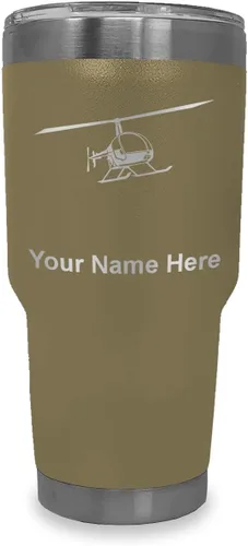 Vista 26 de LaserGram Vaso aislado al vacío de 20 onzas, helicóptero 2, grabado personalizado incluido (negro)