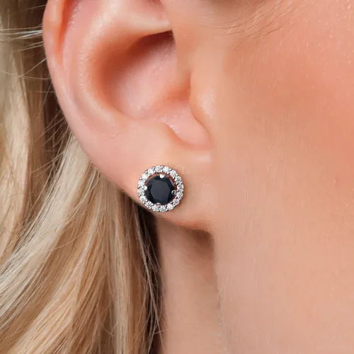 Vista 183 de Gem Stone King Aretes redondos de plata de ley 925 de 0.236 in con piedra natal extraíble para mujer