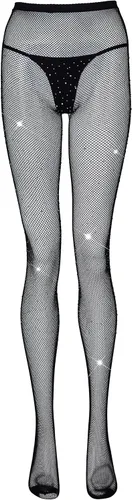 Vista 2 de Kreeqe Women's Plus Size High Waist Tights Sparkle Rhinestone Fishnets Stockings Fairy Tights Party Sexy Pantyhose