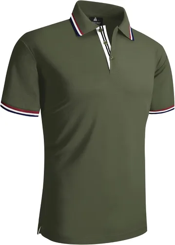 Vista 3 de SECOOD Polo para hombre que absorbe la humedad manga corta para tenis golf estilo casual