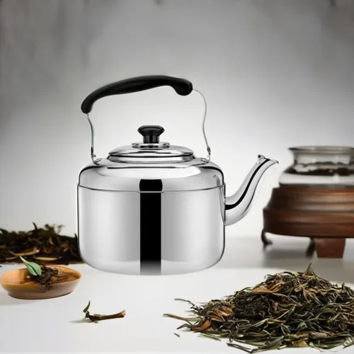 Vista 5 de YARNOW Hervidor de té de acero inoxidable, hervidor de té silbido en la parte superior de la estufa, tetera para estufa, mango ergonómico