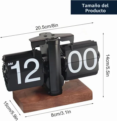 Vista 9 de Reloj de escritorio abatible, reloj digital retro de mesa abatible, decoración moderna de mediados de siglo, funciona con pilas, funciona