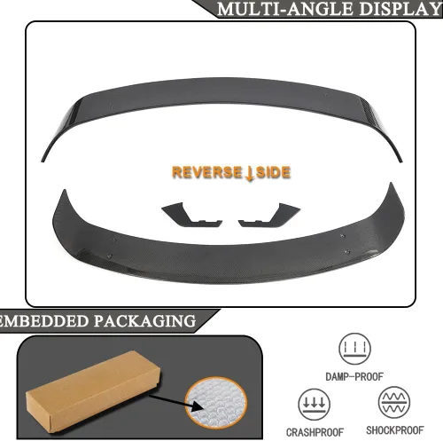 Vista 5 de Alerón de maletero de fibra de carbono real compatible con Porsche Taycan 2019-2024 Racing Rear Wing Spoiler GT Power