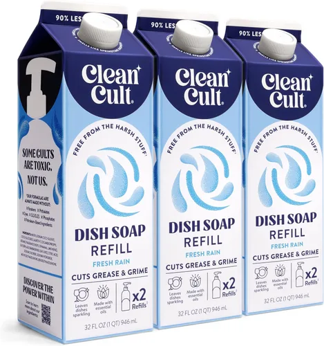 Vista 12 de Cleancult Repuesto líquido de jabón para platos (32 onzas, 1 unidad) – Poder de limpieza a base de plantas – Jabón para platos que corta la grasa