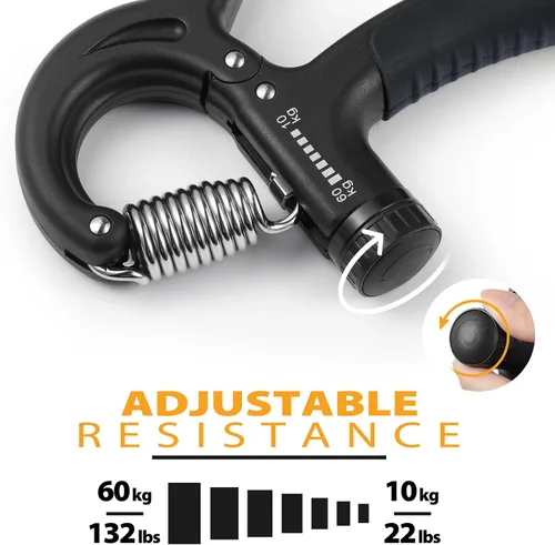 Vista 5 de NIYIKOW Paquete de 2 entrenadores de fuerza de agarre, fortalecedor de agarre de mano, resistencia ajustable de 22-132 libras (10-60 kg)