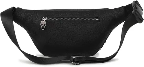 Vista 3 de Riñonera punk para mujer, bolsa de hombro tachonada, bolsa de hombro, Negro