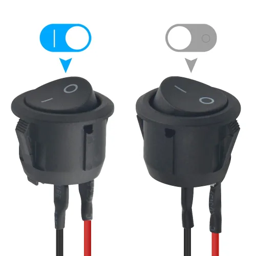 Vista 4 de 20 interruptores basculantes redondos de encendido y apagado de 2 pines SPST para barco, AC 6A/125V 10A/250V con cable pre-soldado para automóvil