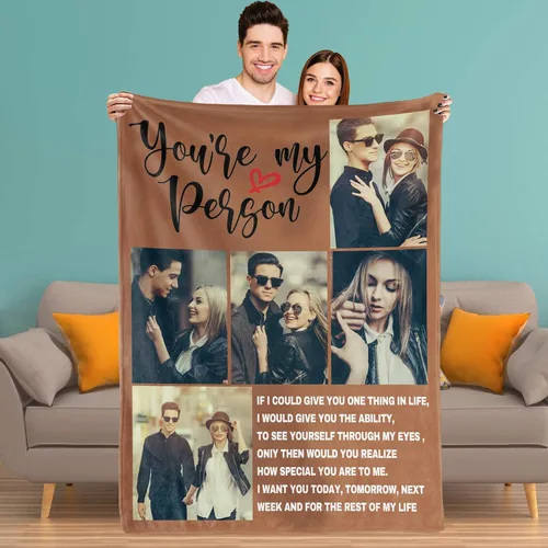 Vista 9 de Youltar Manta personalizada con fotos de texto, mantas personalizadas con imágenes para novia, parejas, marido, esposa, boda, utilizada como regalo