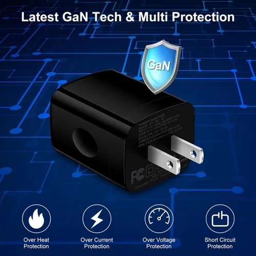 Vista 5 de Bloque de cargador de 25 W, USB C, caja de cargador de pared Android, 2 puertos, adaptador de corriente de enchufe de carga dual súper rápido