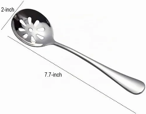 Vista 2 de Paquete de 2 cucharas ranuradas de acero inoxidable de 7.7 pulgadas para bufé, cena, restaurantes, cocina (cuchara ranurada)