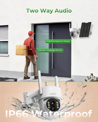 Vista 6 de Camcamp Solar Security Cameras Wireless Outdoor with 10" Monitor, 4 Cam Kit 100% Wire-Free, 360° View, Pan & Tilt, Solar-Powered, 10CH NVR, 2.4 &