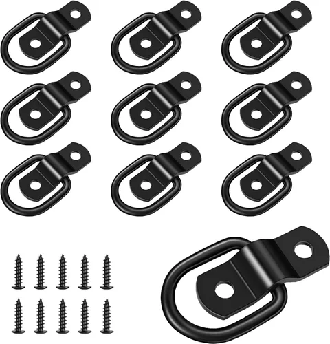Vista 7 de garini Anclajes de amarre de anillos en D plateados, paquete de 6 anillos en D de 1/4" resistentes para remolques de embarcaciones, control de carga